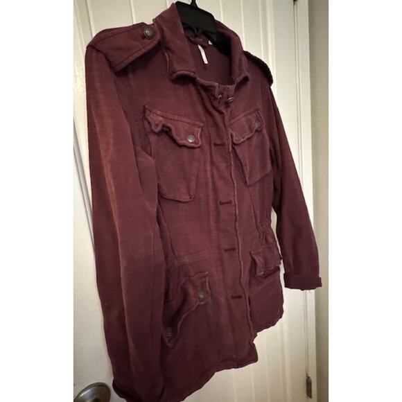 Free People Not Your Brother's Surplus Military Long Burgundy Jacket S - Picture 8 of 9